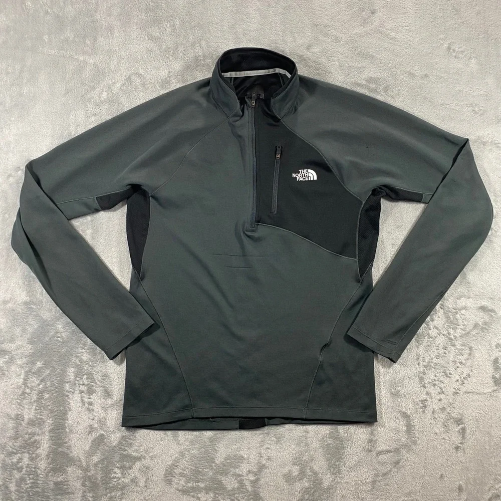 The North Face FlashDry Pullover Mens M Grey 1/4 Zip Running Top A5UN Sporty